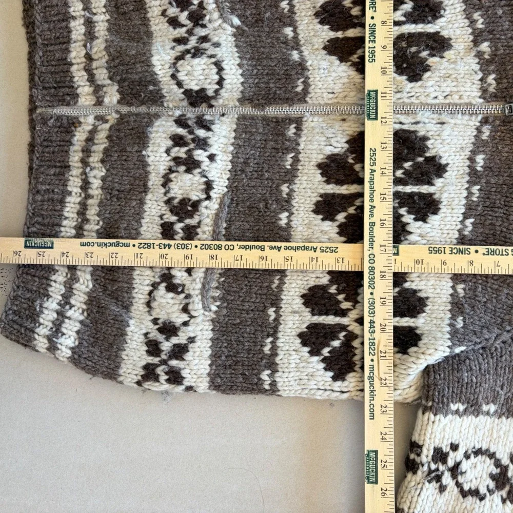 Vintage Cowichan Indian Hand Knit Wool Sweater Jacket